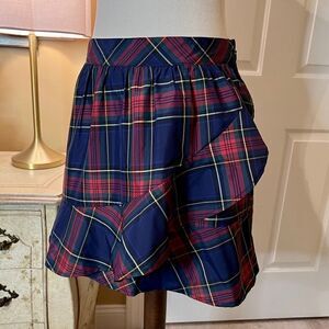 NWOT Women's Vineyard Vines Jolly Tartan Plaid Ruffle Taffeta Party Skirt Size 4